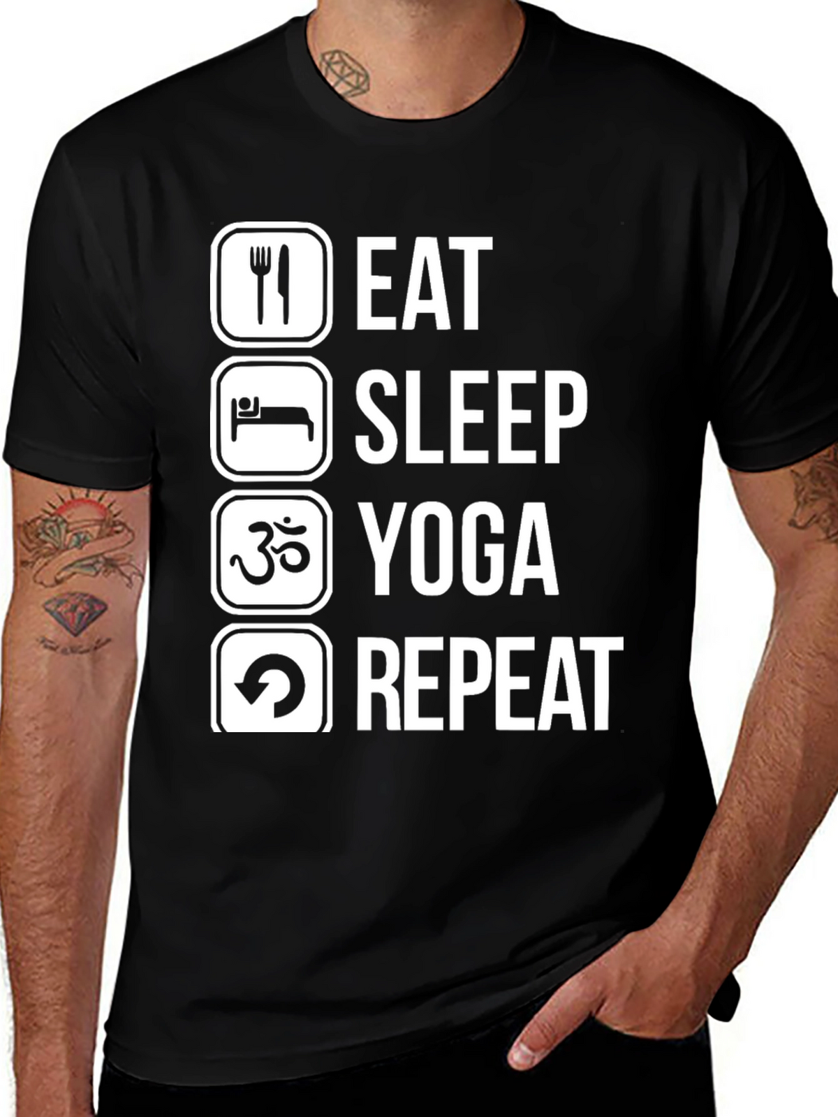 Eat Sleep Yoga Repeat Black T-Shirt