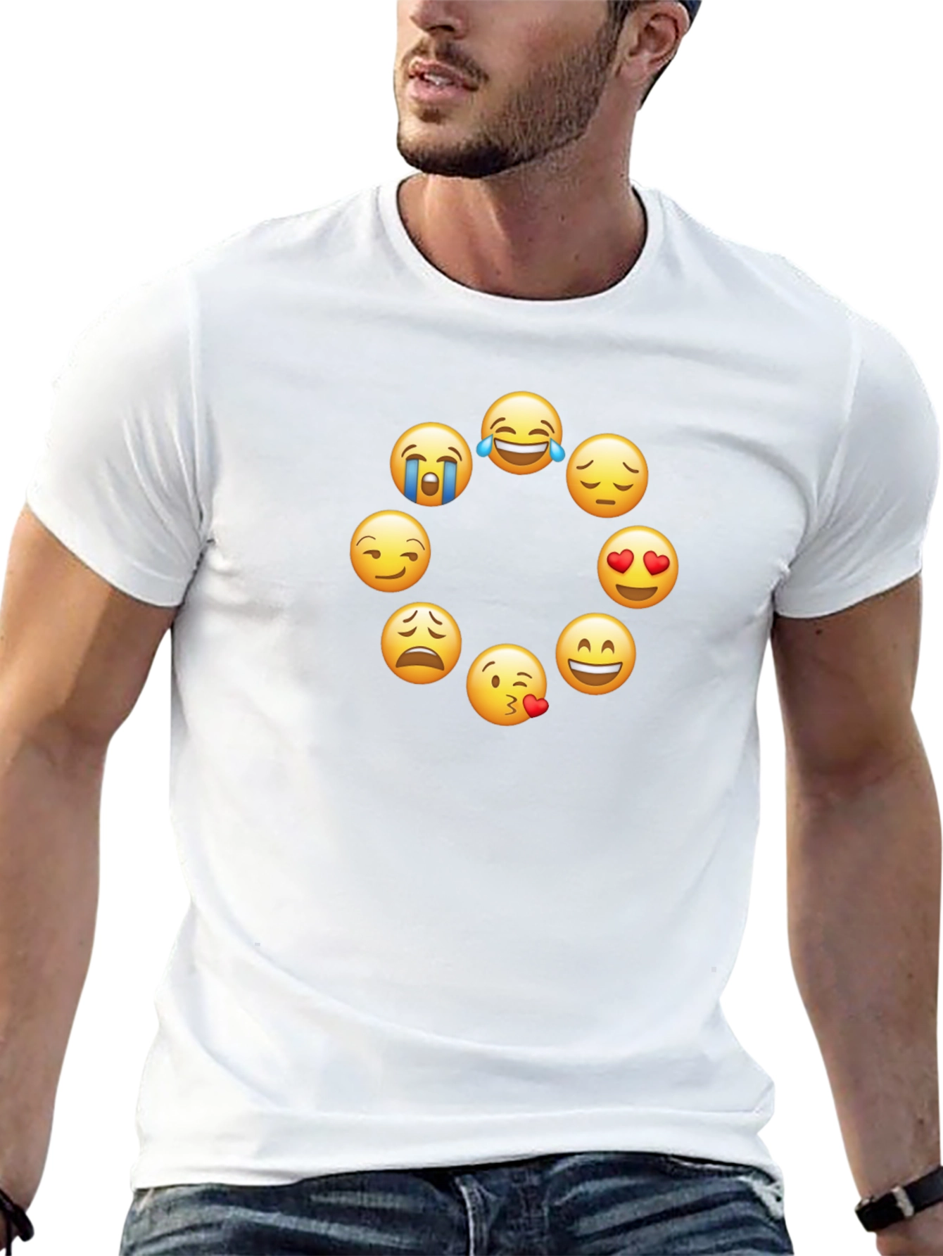Emoji Circle Graphic Tee - Trendy Black T-Shirt
