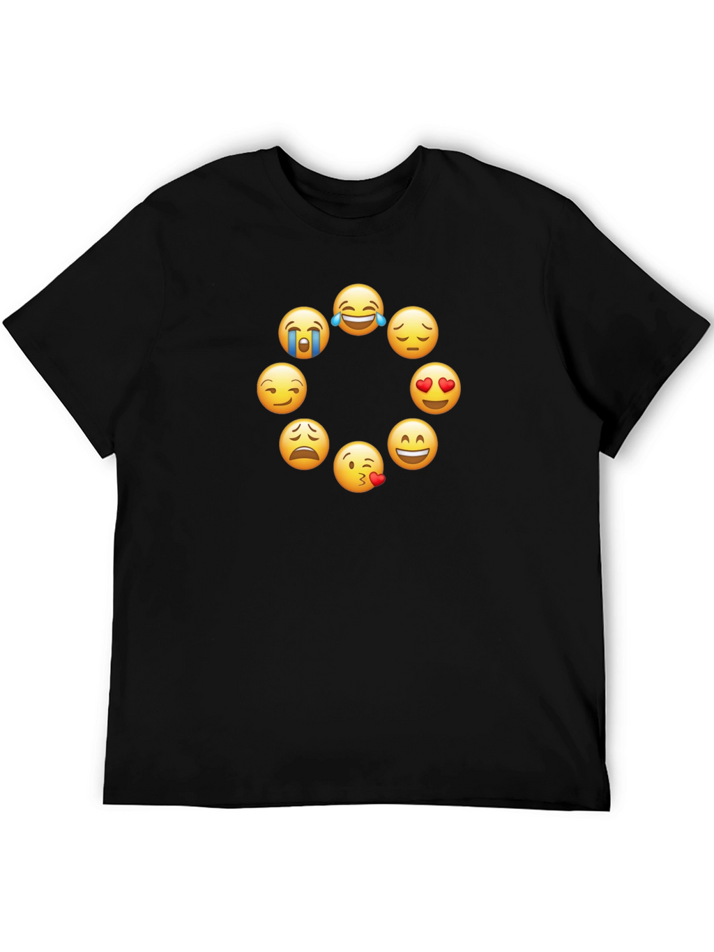 Emoji Circle Graphic Tee - Trendy Black T-Shirt