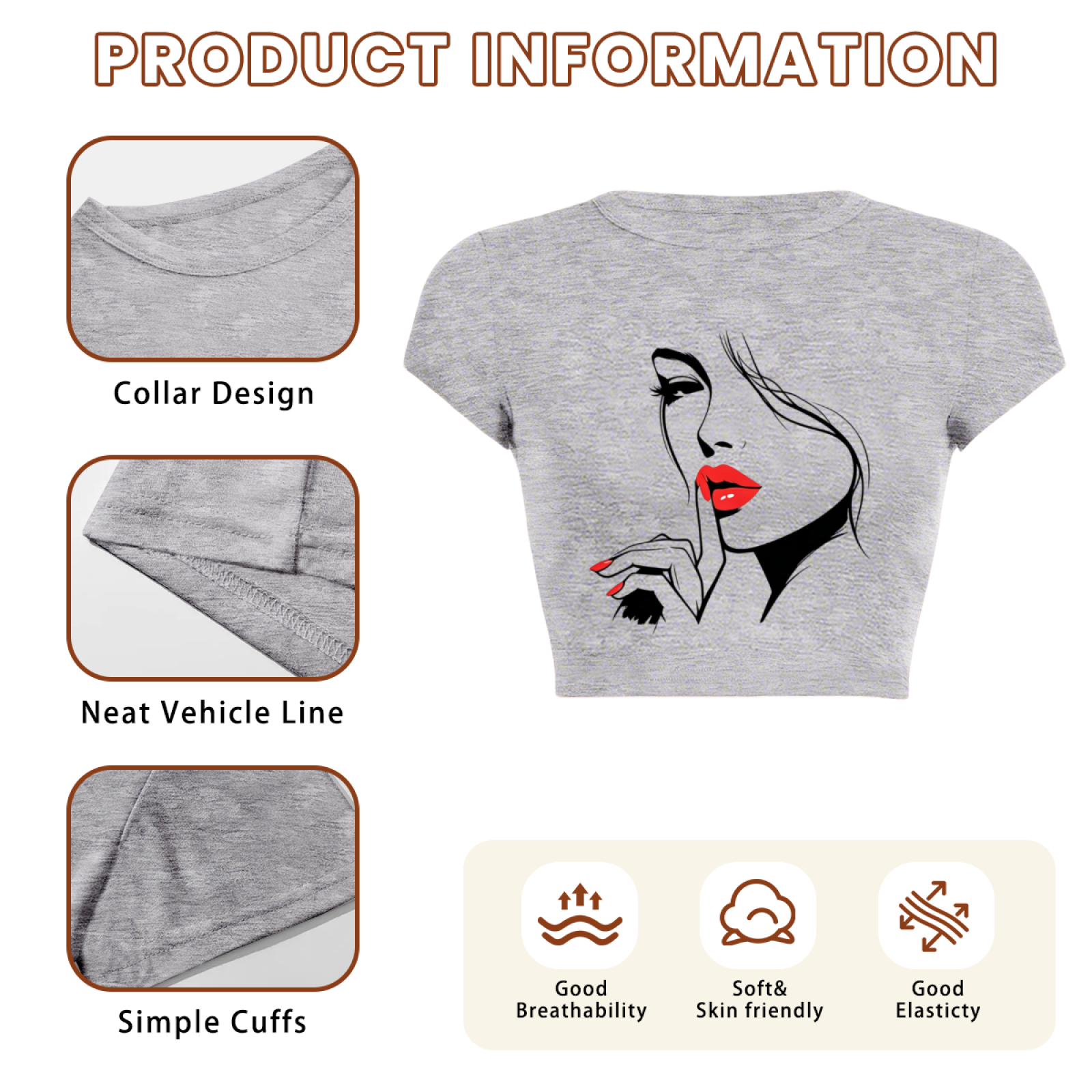 Cute Angel & Devil Sketch White Slim Crop Tee