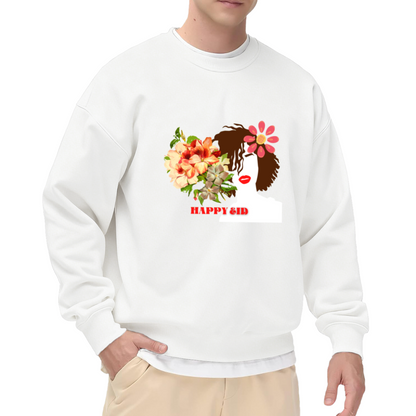Happy Eid Floral Portrait Crewneck Sweatshirt, Flower Woman Profile Pullover, Eid Mubarak Gift