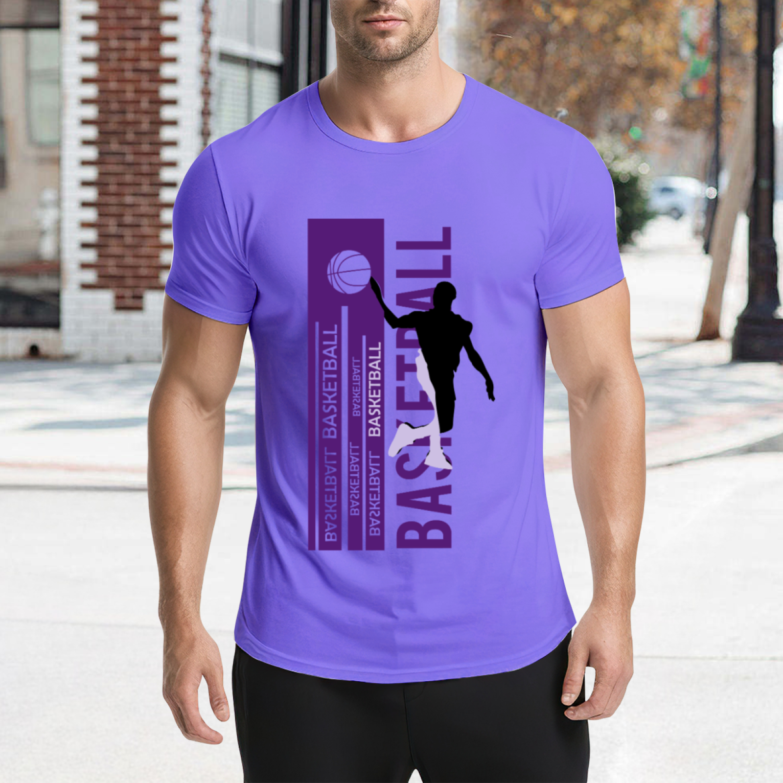Modern Dunk Basketball Silhouette Sports Graphic T-Shirt