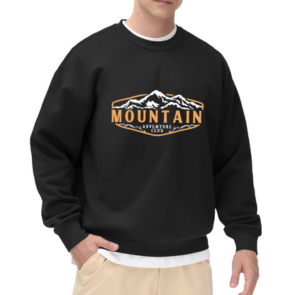 Mountain Adventure Club Crewneck Sweatshirt, Snowy Peak Badge Pullover, Hiking Gift