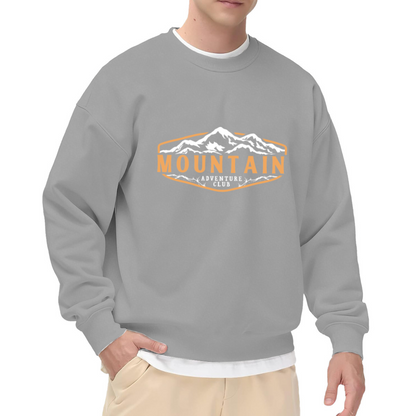 Mountain Adventure Club Crewneck Sweatshirt, Snowy Peak Badge Pullover, Hiking Gift