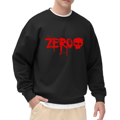 Zero Blood Splatter Skull Crewneck Sweatshirt, Horror Halloween Graphic Pullover, Gothic Creepy Gift