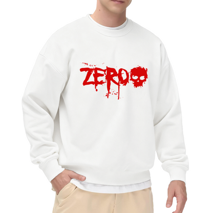 Zero Blood Splatter Skull Crewneck Sweatshirt, Horror Halloween Graphic Pullover, Gothic Creepy Gift