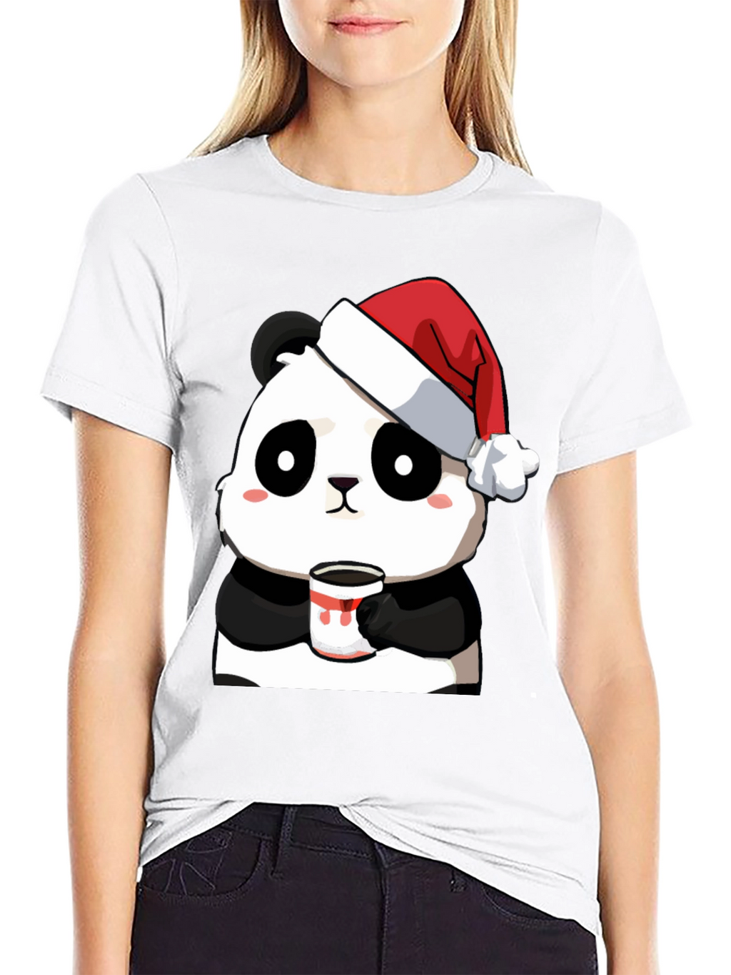 Cute Panda Santa Hat Coffee Mug Graphic T-Shirt