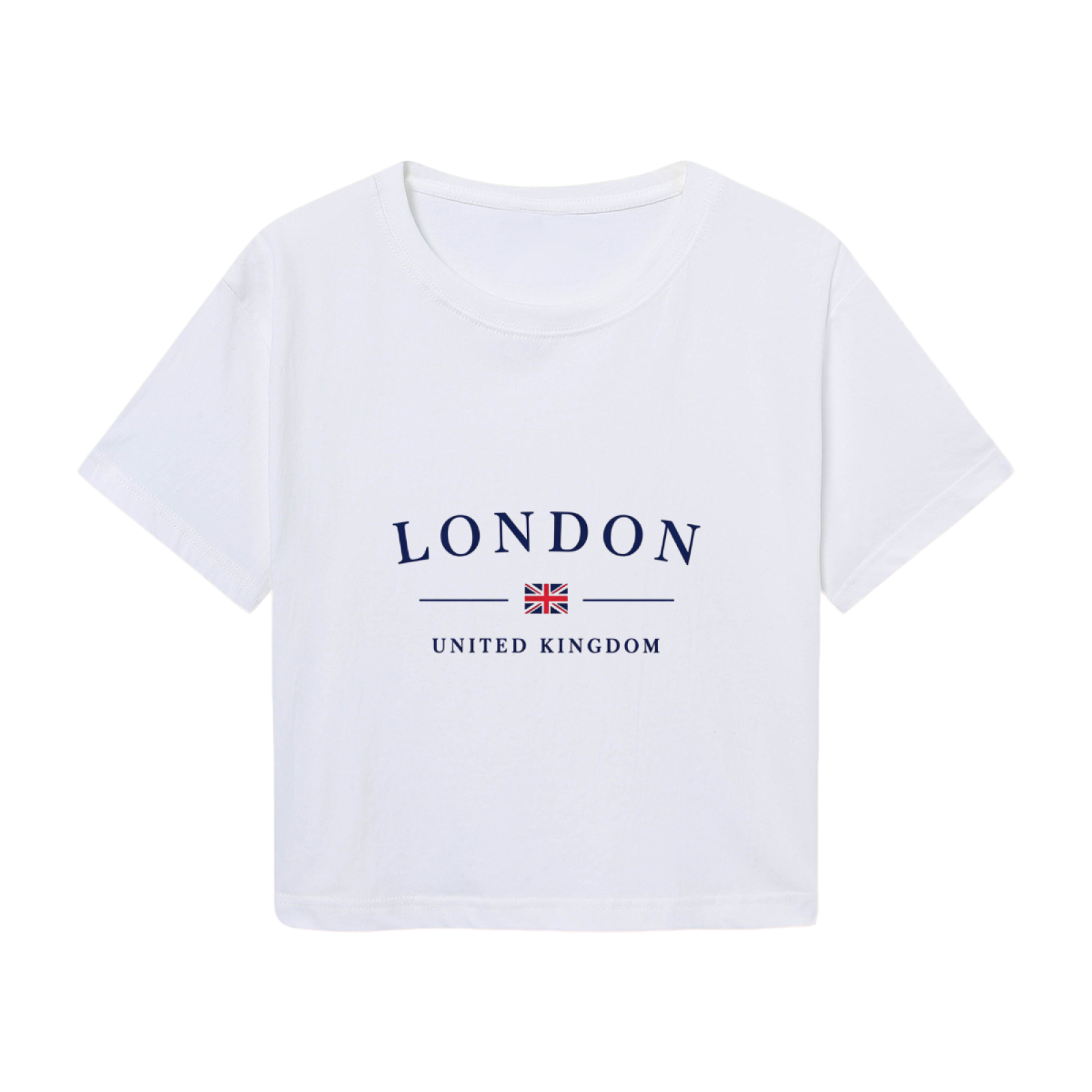 Classic London UK Flag White Cropped T-Shirt ¨C Preppy City Vacation Top