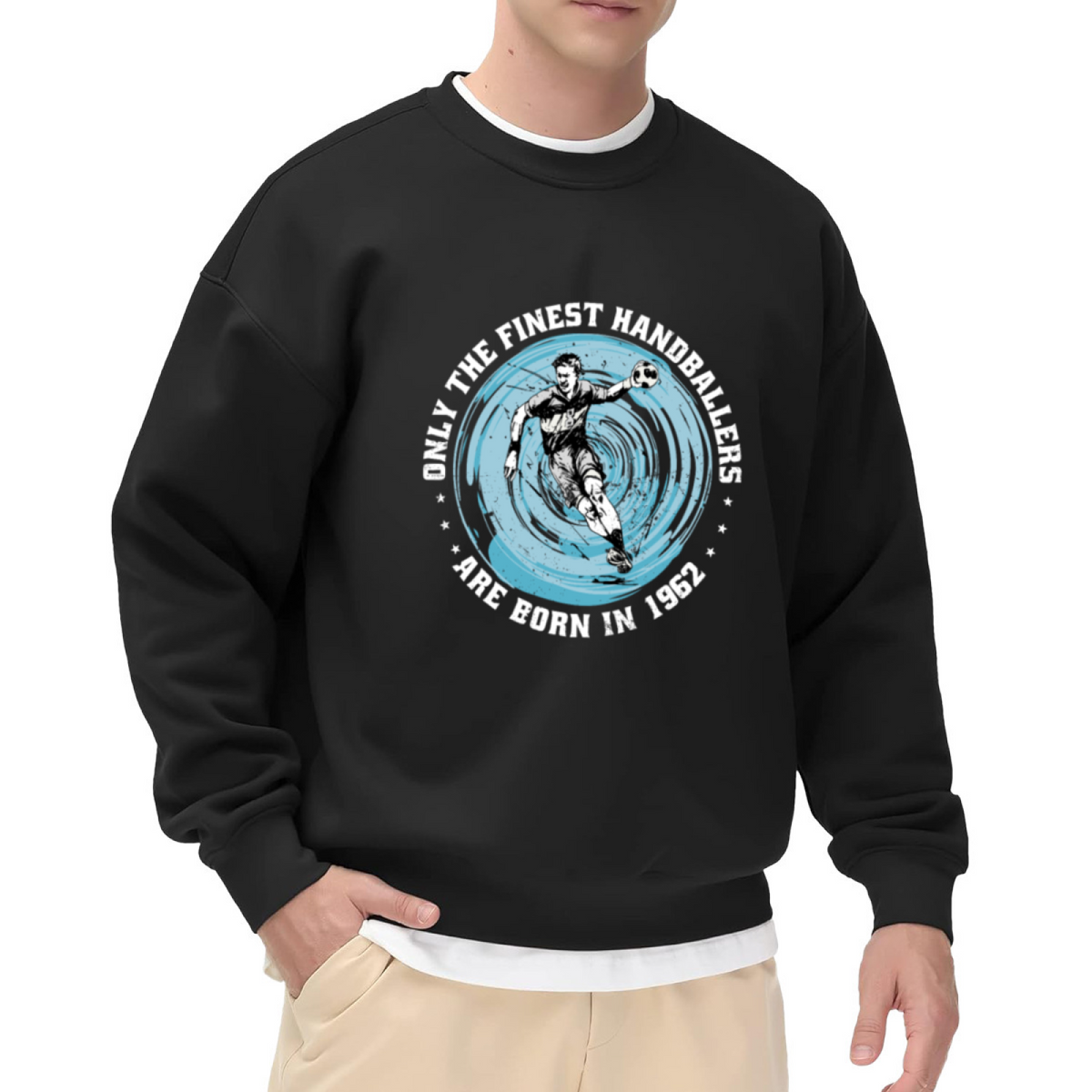 Only The Finest Handballers Are Born In 1962 Crewneck Sweatshirt - Vintage Handball Player Birthday Gift, Retro Sports Pullover