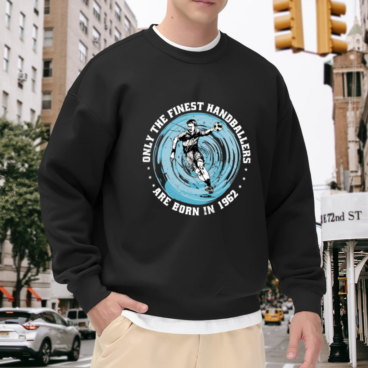 Only The Finest Handballers Are Born In 1962 Crewneck Sweatshirt - Vintage Handball Player Birthday Gift, Retro Sports Pullover