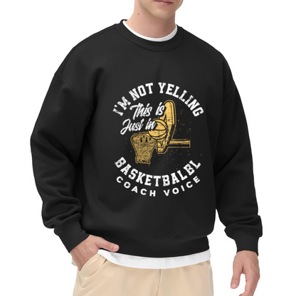 Basketball Coach Voice Sweatshirt | Funny Basketball Hoop Graphic Crewneck, Retro Sports Coach Pullover Top, Gift for Basketball Coaches