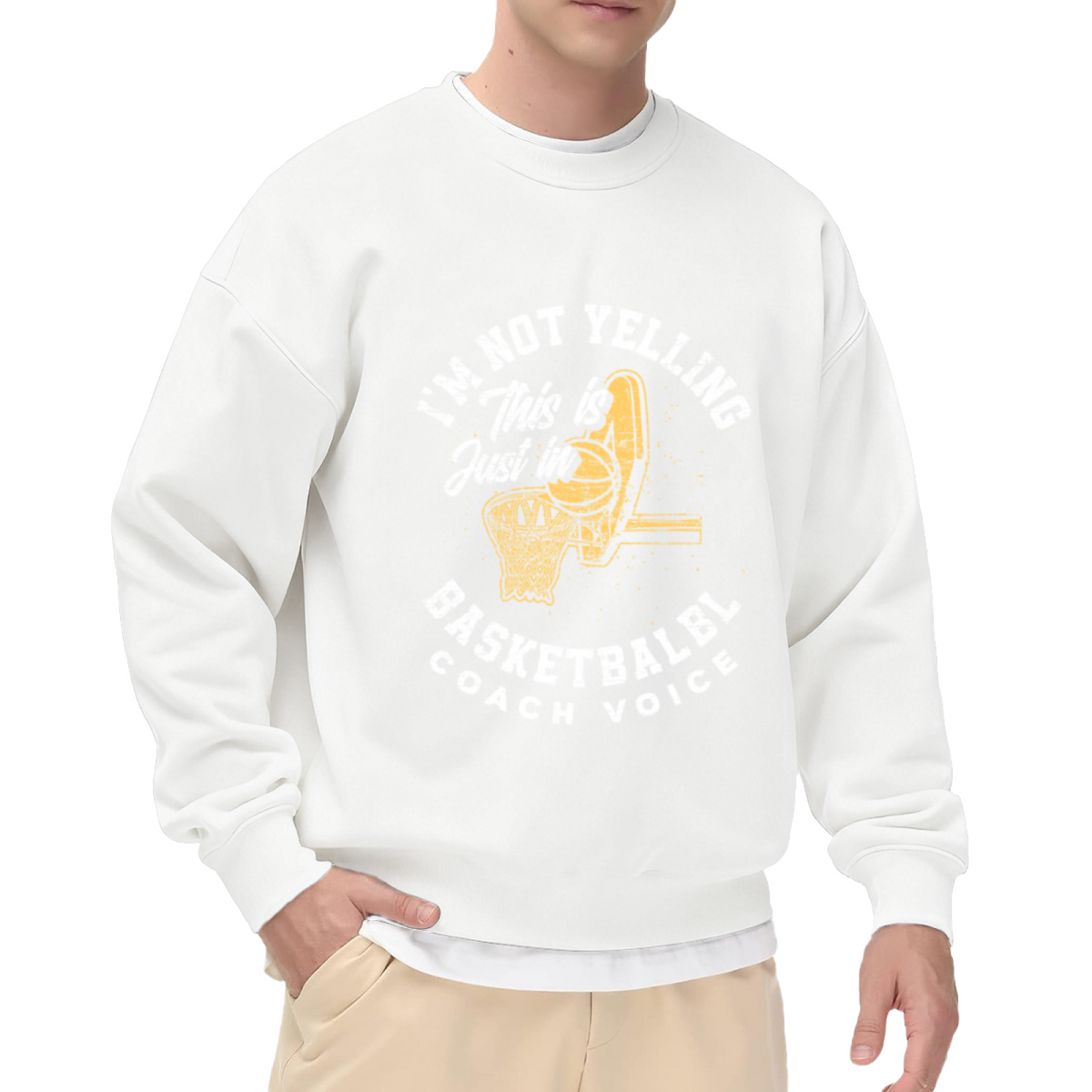 Basketball Coach Voice Sweatshirt | Funny Basketball Hoop Graphic Crewneck, Retro Sports Coach Pullover Top, Gift for Basketball Coaches