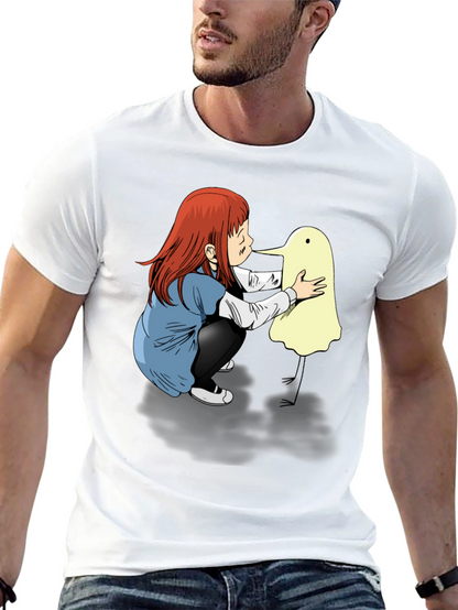 Girl & Duck-Billed Ghost Black T-Shirt
