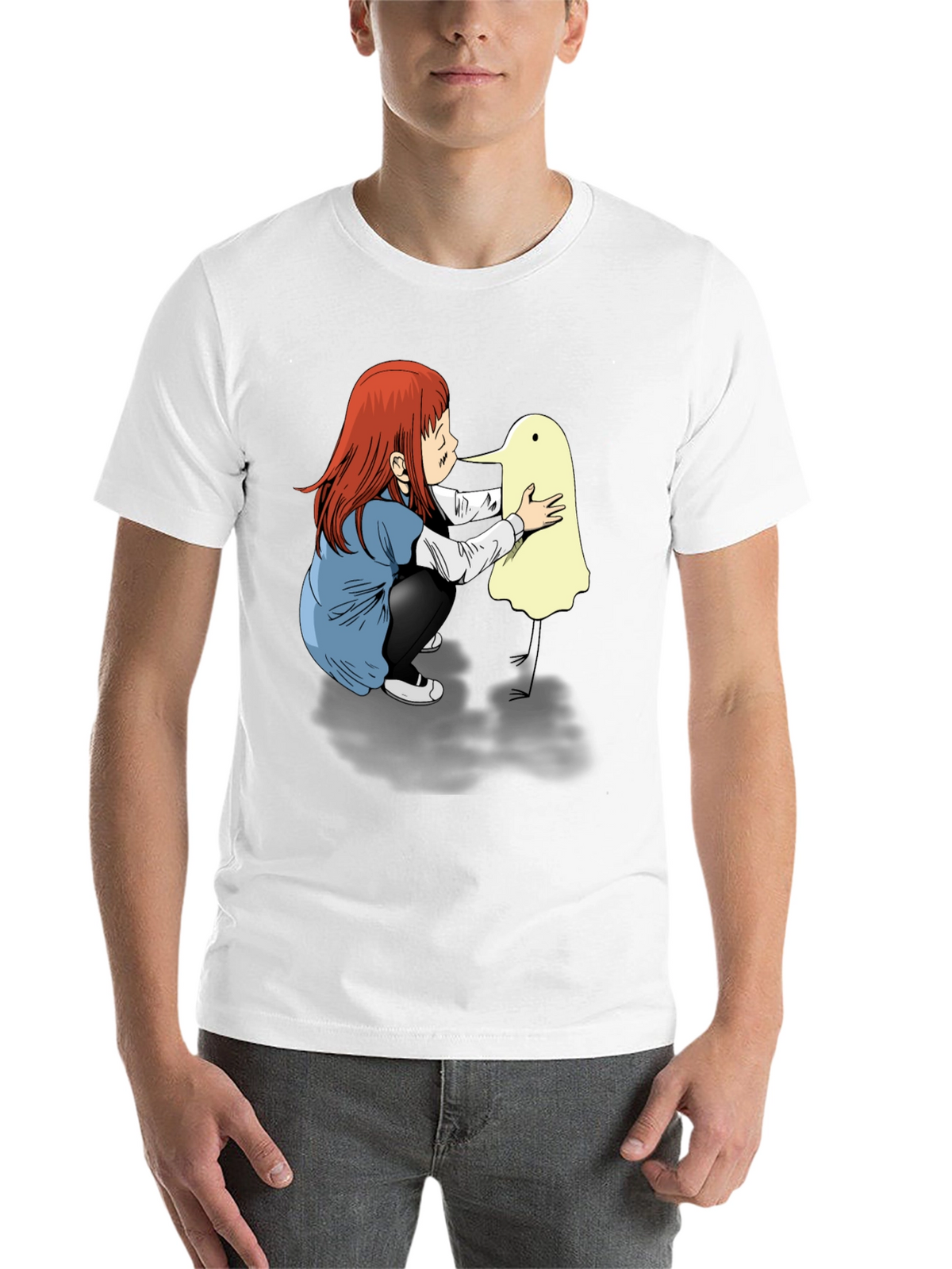 Girl & Duck-Billed Ghost Black T-Shirt