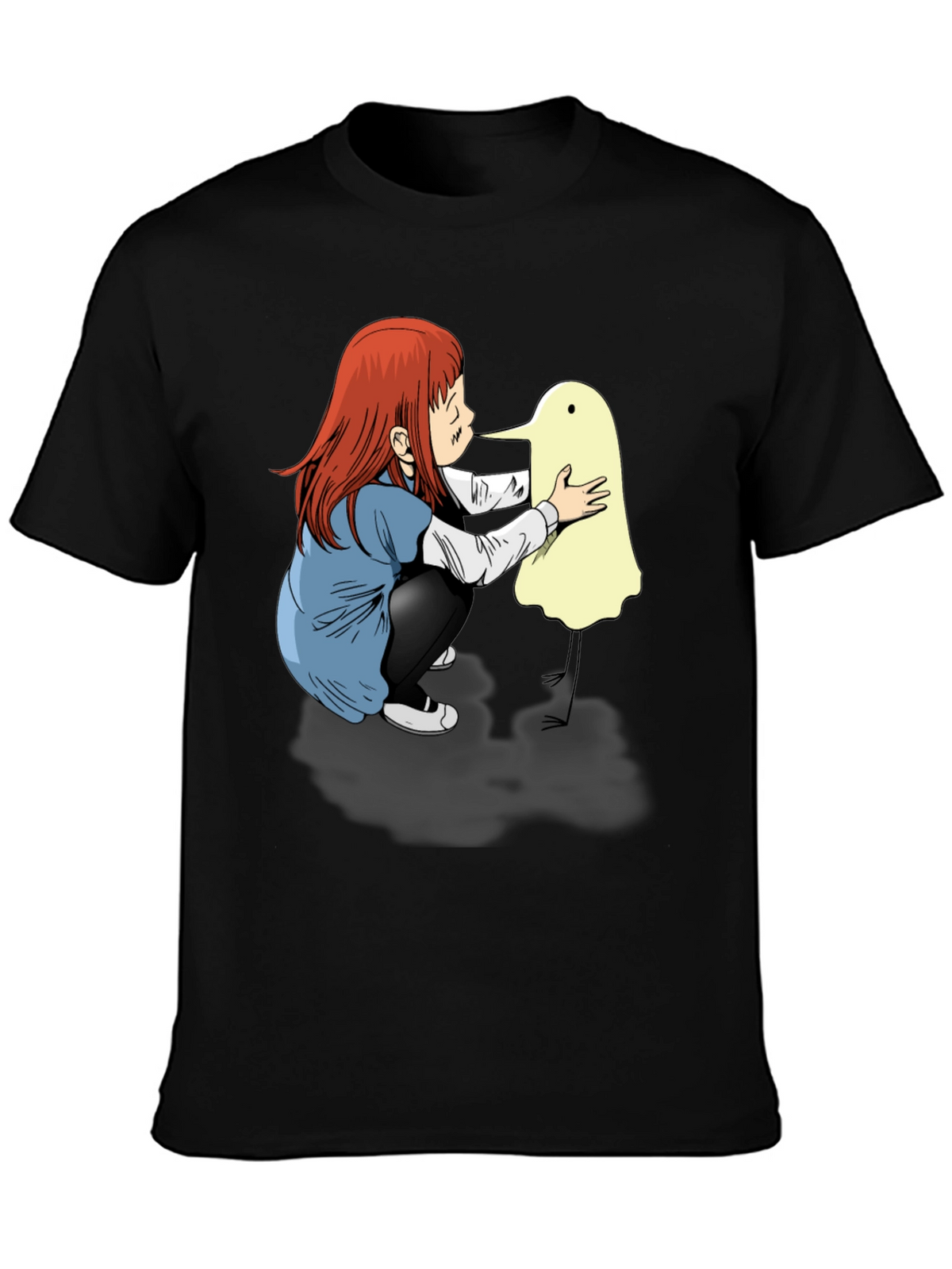 Girl & Duck-Billed Ghost Black T-Shirt