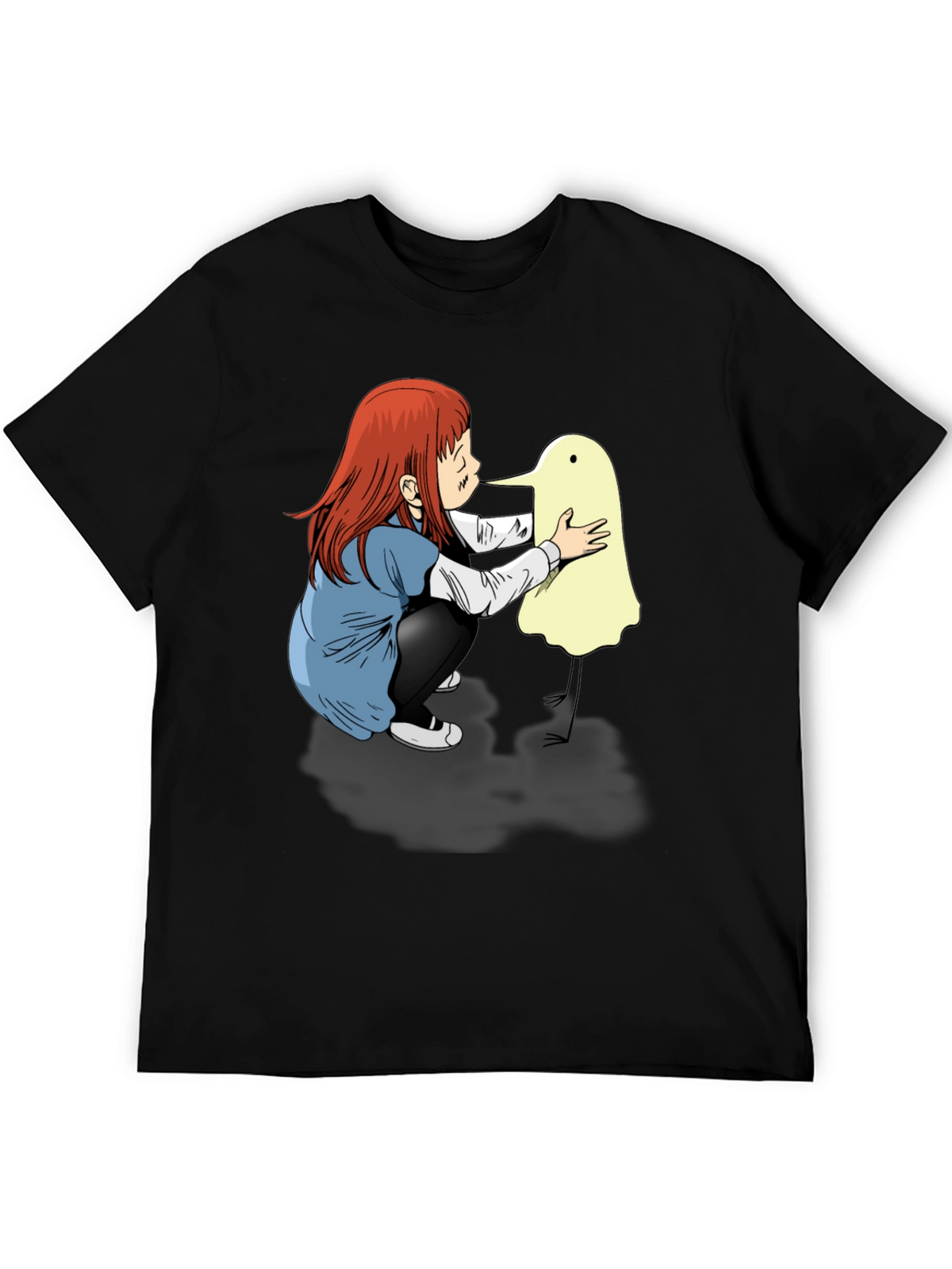 Girl & Duck-Billed Ghost Black T-Shirt