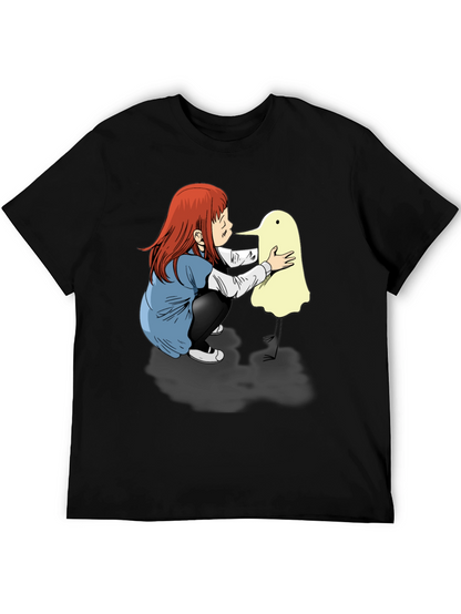 Girl & Duck-Billed Ghost Black T-Shirt