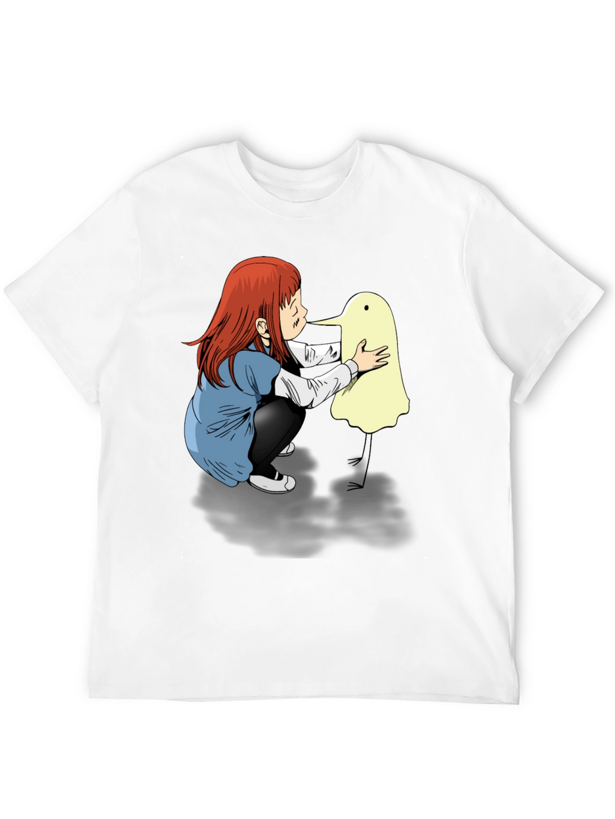 Girl & Duck-Billed Ghost Black T-Shirt