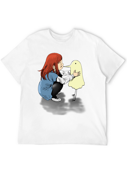 Girl & Duck-Billed Ghost Black T-Shirt