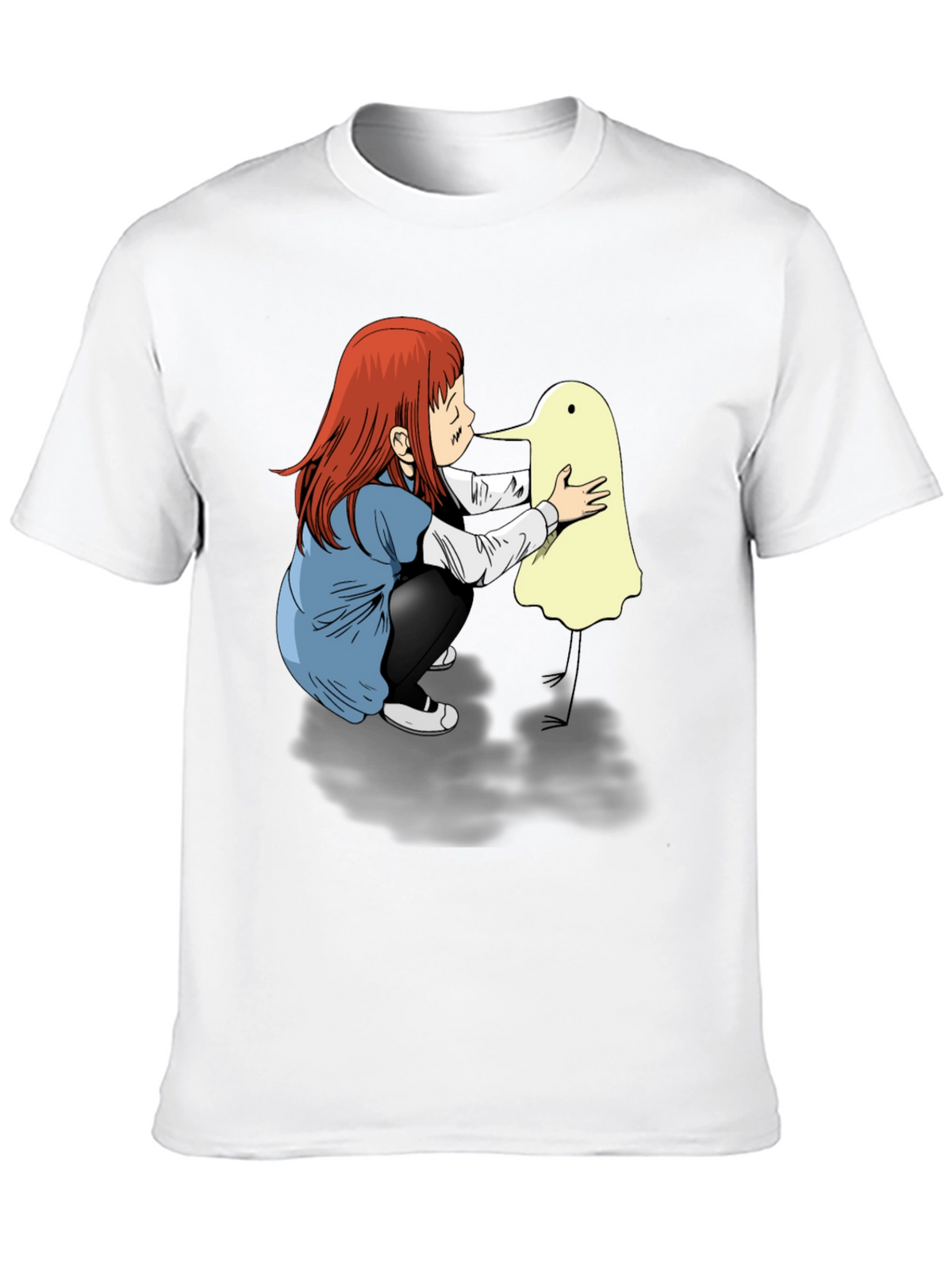 Girl & Duck-Billed Ghost Black T-Shirt