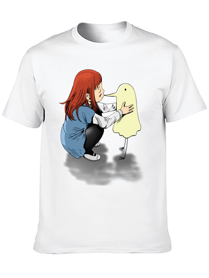Girl & Duck-Billed Ghost Black T-Shirt