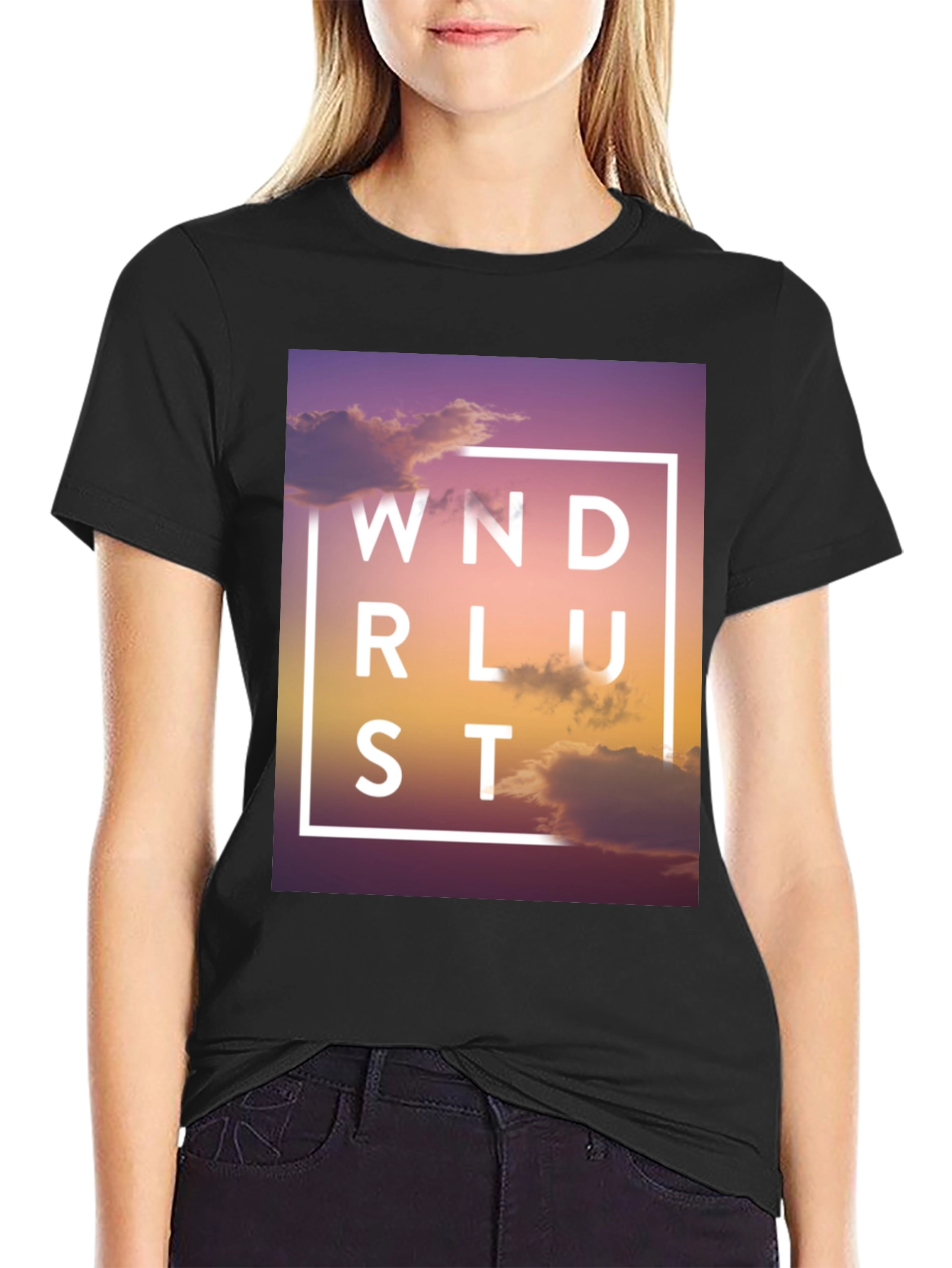 Wanderlust Graphic Print Black T-Shirt