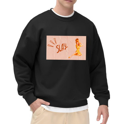 Slay Retro Woman Crewneck Sweatshirt - Vintage Boss Lady Graphic Pullover, Empowerment Streetwear, Sassy Quote Top