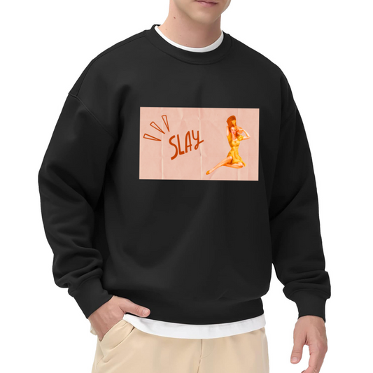 Slay Retro Woman Crewneck Sweatshirt - Vintage Boss Lady Graphic Pullover, Empowerment Streetwear, Sassy Quote Top