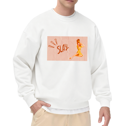 Slay Retro Woman Crewneck Sweatshirt - Vintage Boss Lady Graphic Pullover, Empowerment Streetwear, Sassy Quote Top