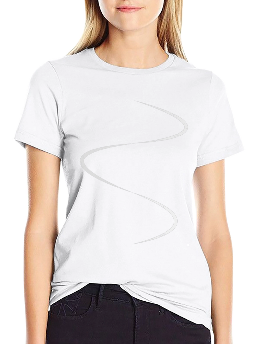 Mens Black T-Shirt with Abstract White Line Design