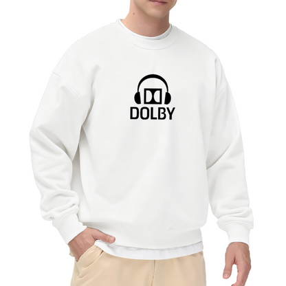 Dolby Headphones Logo Audio Tech Crewneck Sweatshirt | Minimalist Sound Brand Graphic Pullover, Sound Engineer Gift