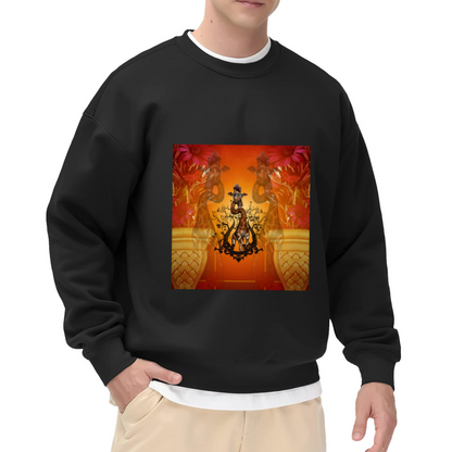 Artistic Giraffe and Floral Print Crewneck Sweatshirt, Safari Animal Botanical Graphic Pullover, Nature Lover Casual Wear for Men Women