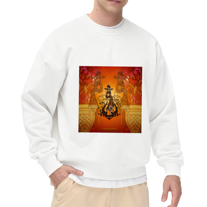 Artistic Giraffe and Floral Print Crewneck Sweatshirt, Safari Animal Botanical Graphic Pullover, Nature Lover Casual Wear for Men Women