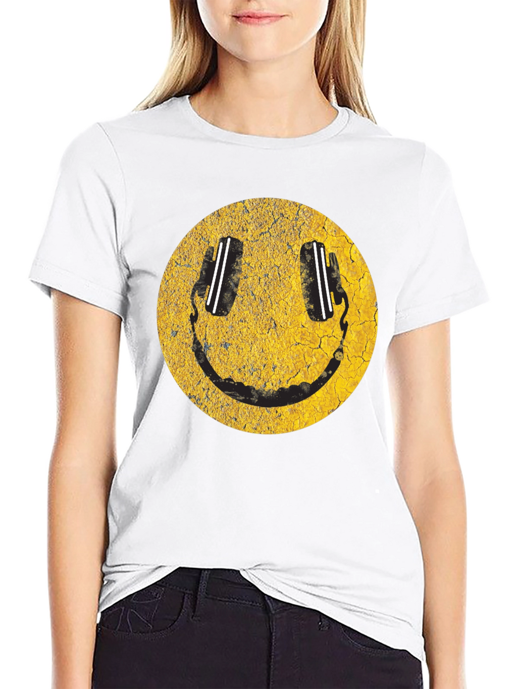 Smiley Face DJ Headphones Graphic T-Shirt