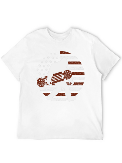 Sasquatch Skateboard USA Flag Graphic T-Shirt