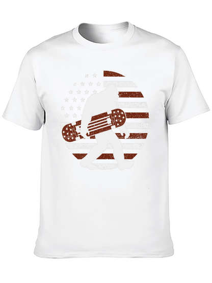 Sasquatch Skateboard USA Flag Graphic T-Shirt