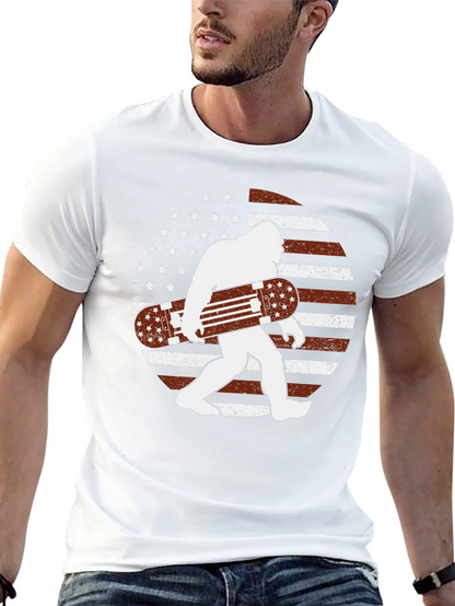 Sasquatch Skateboard USA Flag Graphic T-Shirt
