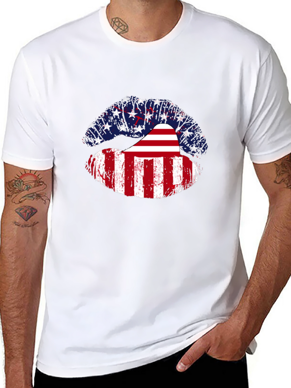 USA Flag Lips Graphic Tee - Patriotic Pride