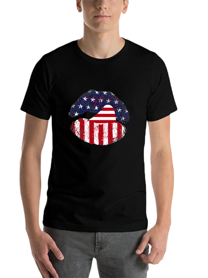 USA Flag Lips Graphic Tee - Patriotic Pride
