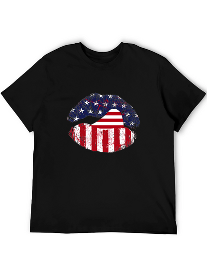 USA Flag Lips Graphic Tee - Patriotic Pride
