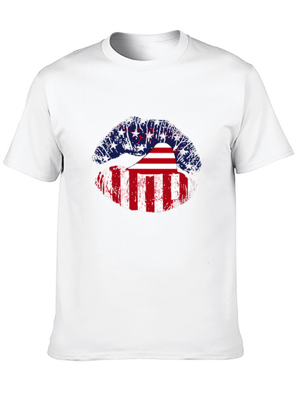 USA Flag Lips Graphic Tee - Patriotic Pride
