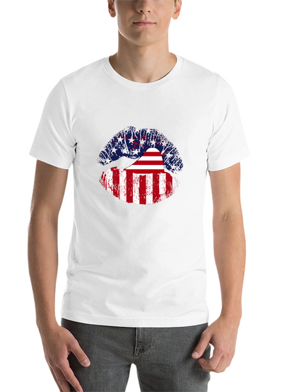 USA Flag Lips Graphic Tee - Patriotic Pride