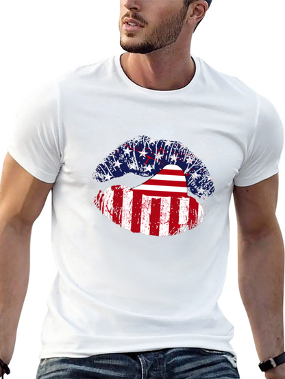 USA Flag Lips Graphic Tee - Patriotic Pride