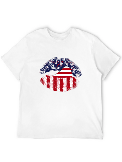 USA Flag Lips Graphic Tee - Patriotic Pride