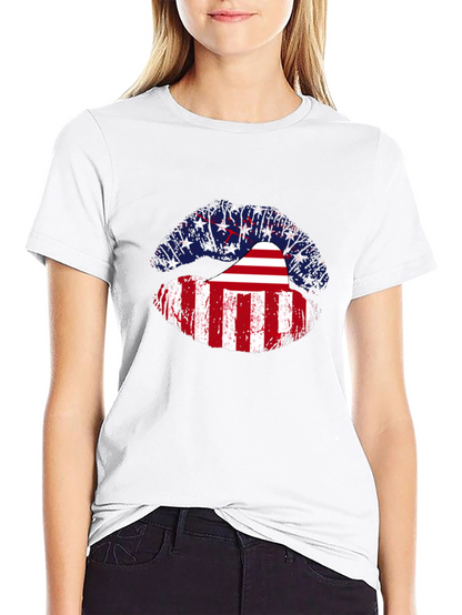 USA Flag Lips Graphic Tee - Patriotic Pride