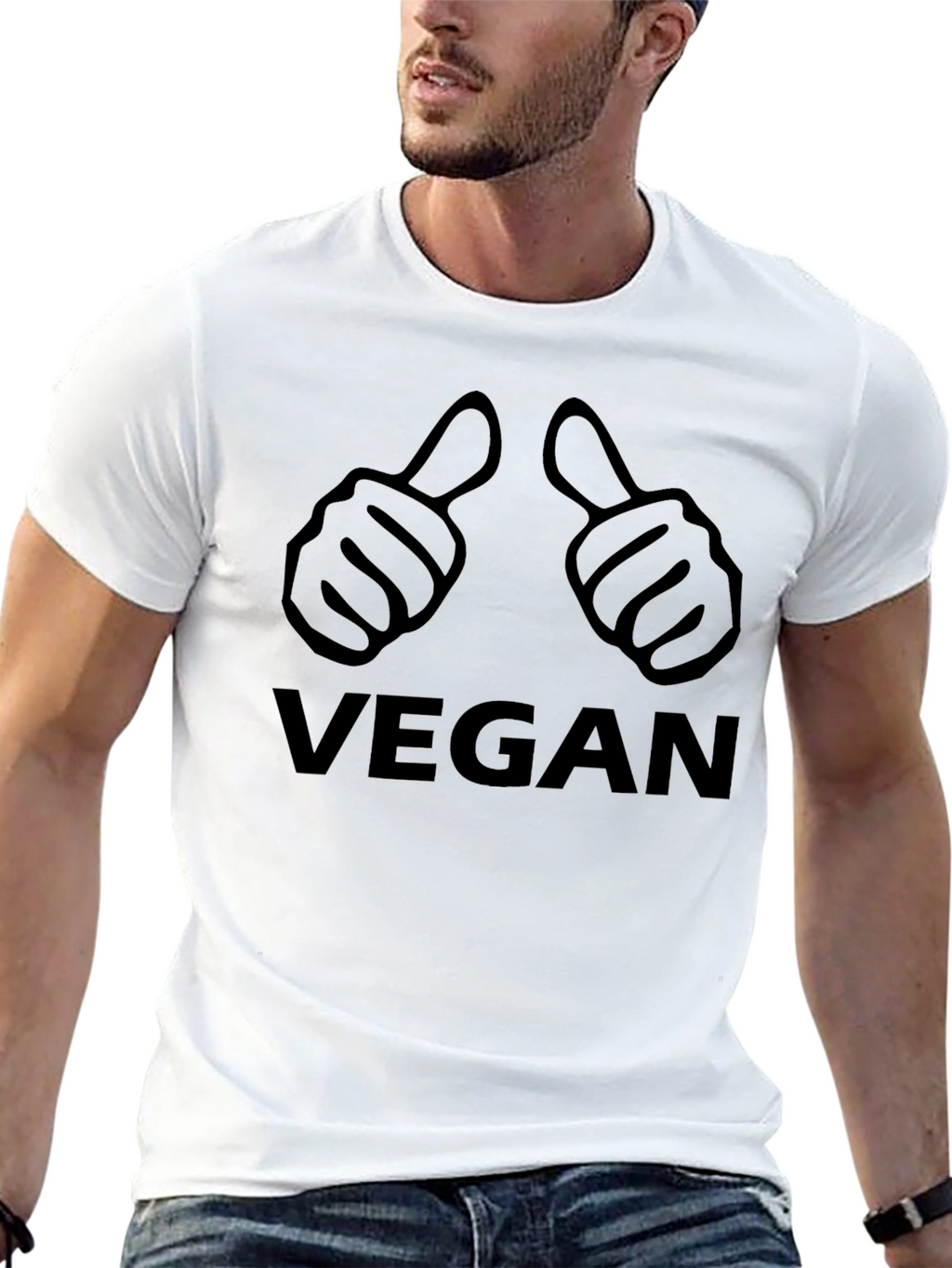 Vegan Thumbs Up Graphic T-Shirt
