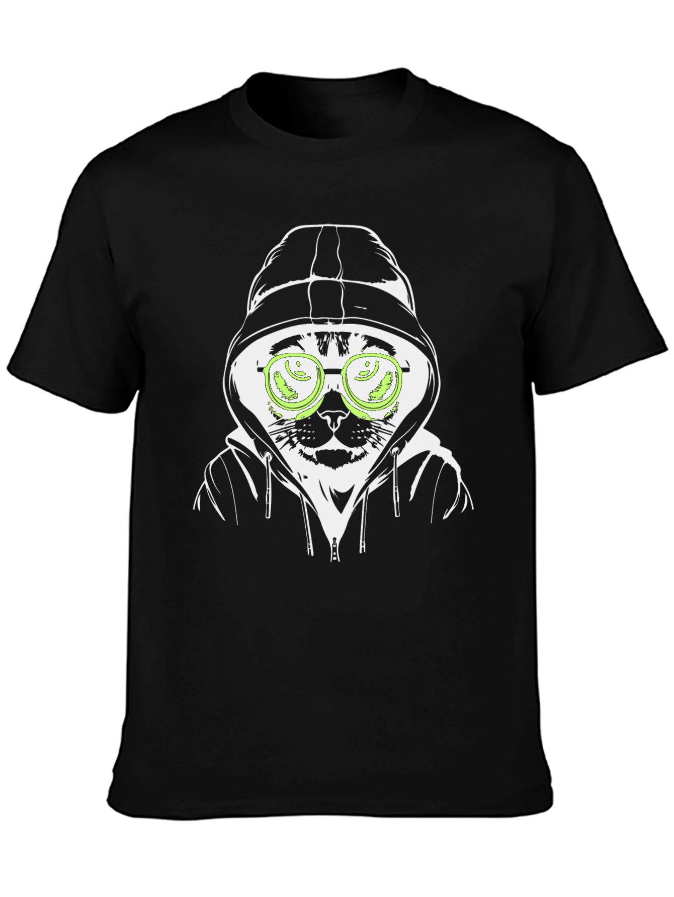 Hooded Cat T-Shirt - Hacker Style