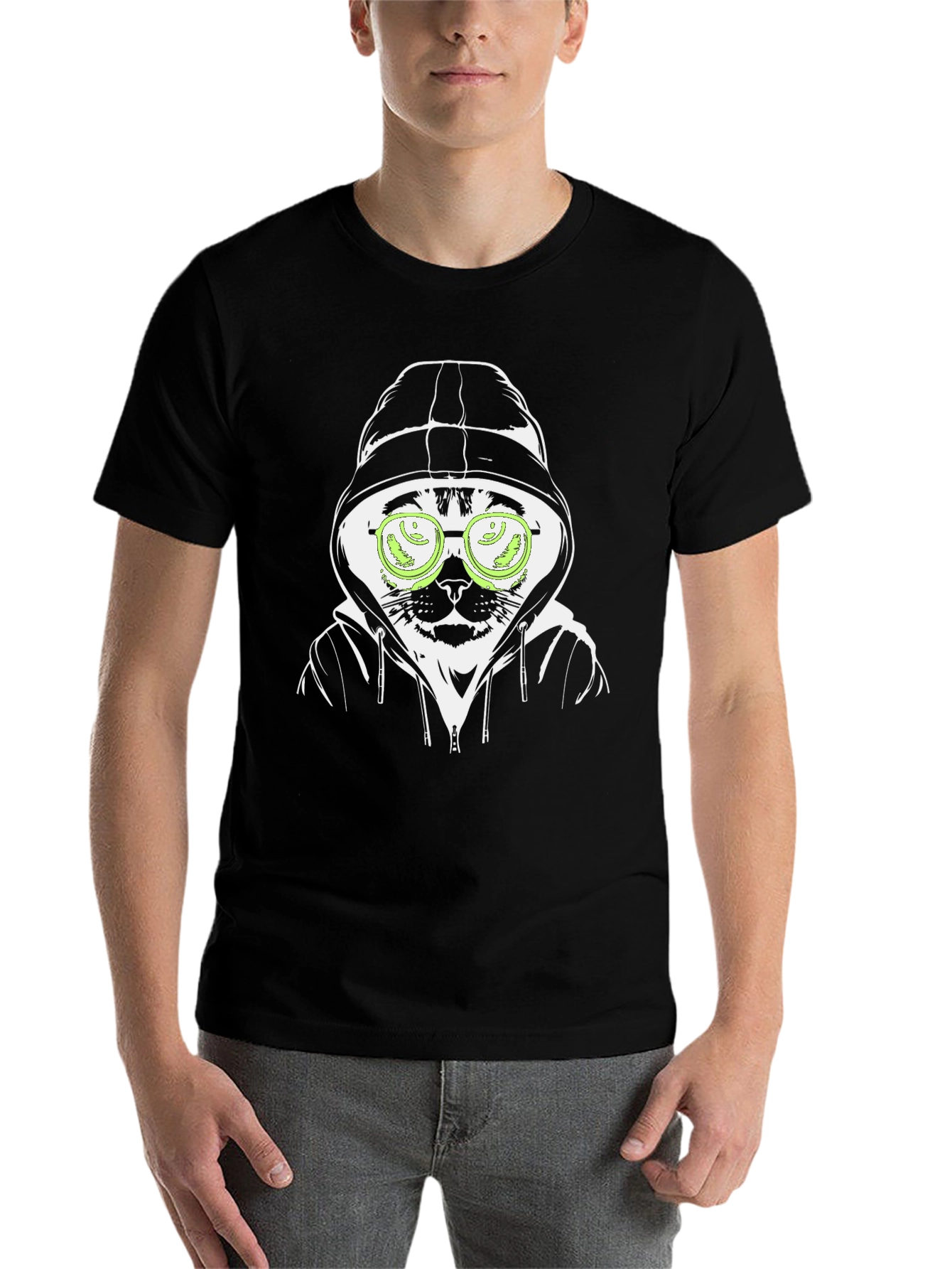 Hooded Cat T-Shirt - Hacker Style