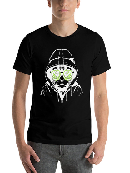Hooded Cat T-Shirt - Hacker Style