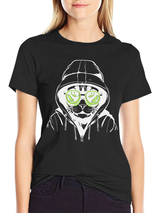 Hooded Cat T-Shirt - Hacker Style
